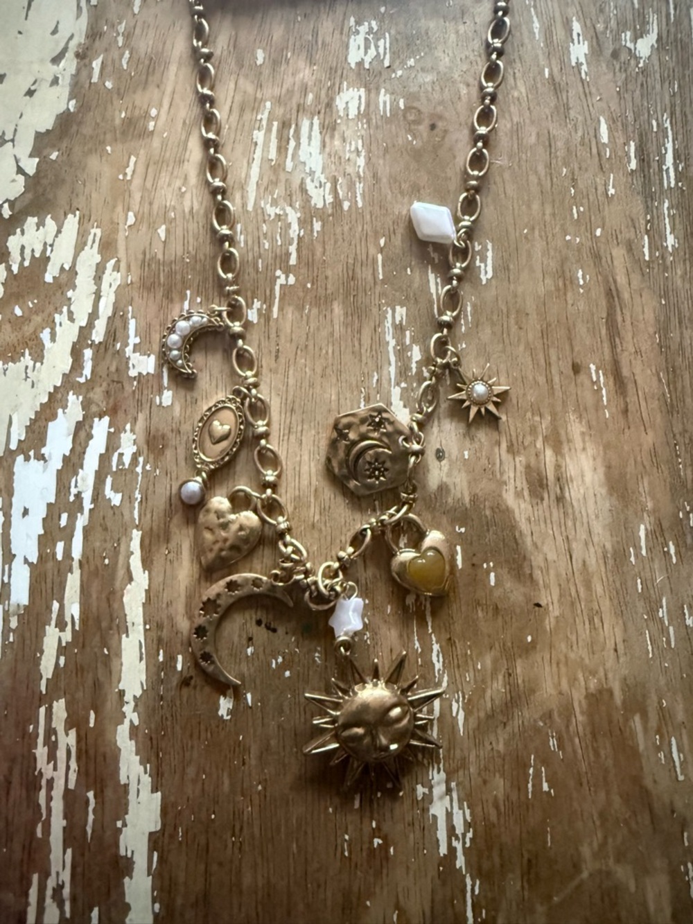 American Eagle Outfitters Gold Celestial Charm Necklace with Accents - Picture 2 of 4
